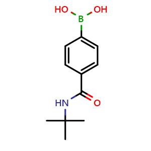 Chemical structure of (4-(tert-butylcarbamoyl)phenyl)boronic acid , CAS 850568-14-8, AChemBlock Q66375