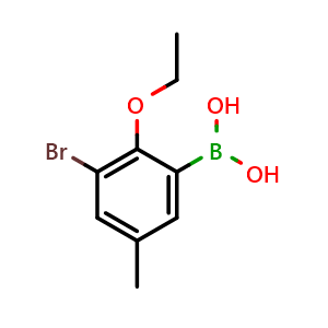 Chemical structure of (3-bromo-2-ethoxy-5-methylphenyl)boronic acid , CAS 870718-00-6, AChemBlock Q66392