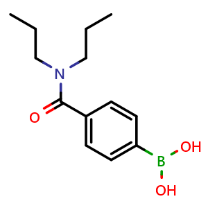 Chemical structure of (4-(Dipropylcarbamoyl)phenyl)boronic acid , CAS 850568-32-0, AChemBlock Q66435