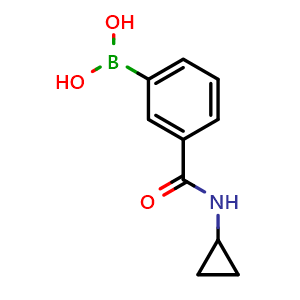 Chemical structure of (3-(cyclopropylcarbamoyl)phenyl)boronic acid , CAS 850567-23-6, AChemBlock Q66438