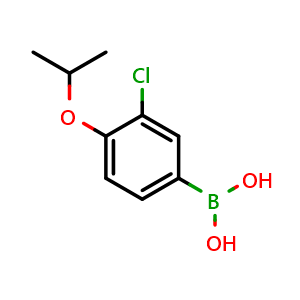 Chemical structure of (3-chloro-4-isopropoxyphenyl)boronic acid , CAS 480438-56-0, AChemBlock Q66443