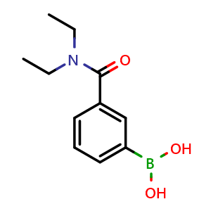 Chemical structure of (3-(diethylcarbamoyl)phenyl)boronic acid , CAS 237413-05-7, AChemBlock Q66466