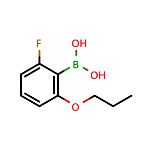 Chemical structure of (2-fluoro-6-propoxyphenyl)boronic acid , CAS 870777-18-7, AChemBlock Q66494