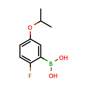 Chemical structure of (2-fluoro-5-isopropoxyphenyl)boronic acid , CAS 849062-30-2, AChemBlock Q66496