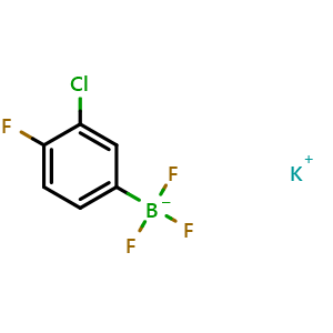 Chemical structure of potassium (3-chloro-4-fluorophenyl)trifluoroborate , CAS 850623-59-5, AChemBlock Q66510