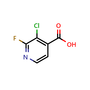 Chemical structure of 3-chloro-2-fluoroisonicotinic acid , CAS 741683-19-2, AChemBlock Q66538