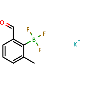 Chemical structure of potassium trifluoro(2-formyl-6-methylphenyl)borate , CAS 192863-39-1, AChemBlock Q66551