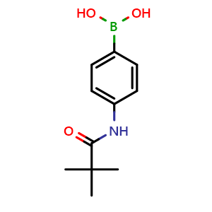 Chemical structure of (4-pivalamidophenyl)boronic acid , CAS 182344-22-5, AChemBlock Q66564