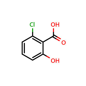 Chemical structure of 2-chloro-6-hydroxybenzoic acid , CAS 56961-31-0, AChemBlock Q66580