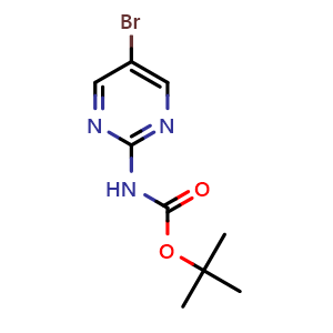 Chemical structure of tert-butyl (5-bromopyrimidin-2-yl)carbamate , CAS 883231-23-0, AChemBlock Q66581