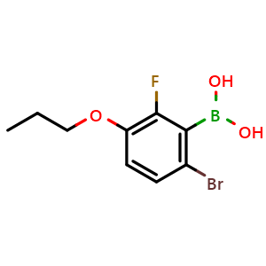 Chemical structure of (6-Bromo-2-fluoro-3-propoxyphenyl)boronic acid , CAS 1072951-85-9, AChemBlock Q66594