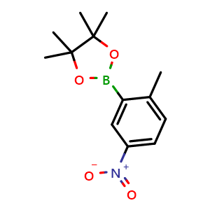 Chemical structure of 4,4,5,5-tetramethyl-2-(2-methyl-5-nitrophenyl)-1,3,2-dioxaborolane , CAS 957062-84-9, AChemBlock Q66599