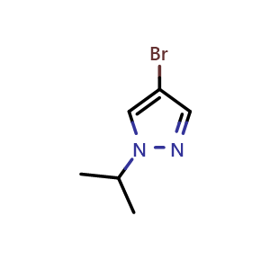 Chemical structure of 4-bromo-1-isopropyl-1H-pyrazole , CAS 313735-62-5, AChemBlock Q66618