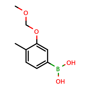 Chemical structure of (3-(methoxymethoxy)-4-methylphenyl)boronic acid , CAS 1451392-25-8, AChemBlock Q66630