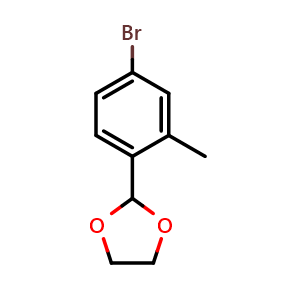 Chemical structure of 2-(4-bromo-2-methylphenyl)-1,3-dioxolane , CAS 91587-27-8, AChemBlock Q66640