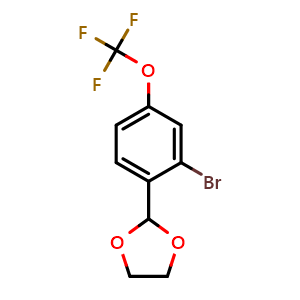 Chemical structure of 2-(2-bromo-4-(trifluoromethoxy)phenyl)-1,3-dioxolane , CAS 1321963-18-1, AChemBlock Q66642
