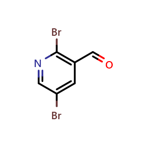 Chemical structure of 2,5-dibromonicotinaldehyde , CAS 852181-11-4, AChemBlock Q66657
