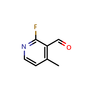 Chemical structure of 2-fluoro-4-methylnicotinaldehyde , CAS 609771-39-3, AChemBlock Q66659