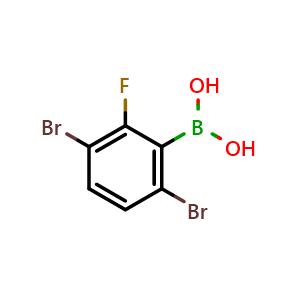Chemical structure of (3,6-dibromo-2-fluorophenyl)boronic acid , CAS 870778-92-0, AChemBlock Q66662
