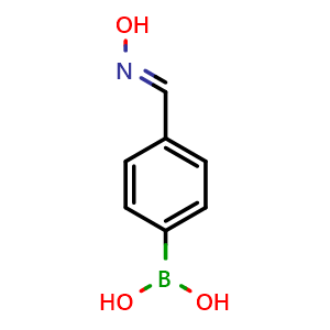 Chemical structure of (E)-(4-((hydroxyimino)methyl)phenyl)boronic acid , CAS 179942-51-9, AChemBlock Q66667