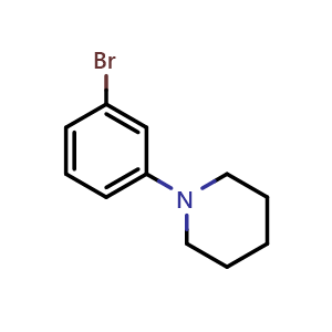 Chemical structure of 1-(3-bromophenyl)piperidine , CAS 84964-24-9, AChemBlock Q66695
