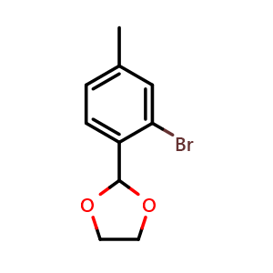 Chemical structure of 2-(2-bromo-4-methylphenyl)-1,3-dioxolane , CAS 773095-61-7, AChemBlock Q66723