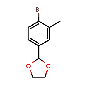 Chemical structure of 2-(4-bromo-3-methylphenyl)-1,3-dioxolane , CAS 1554514-74-7, AChemBlock Q66724
