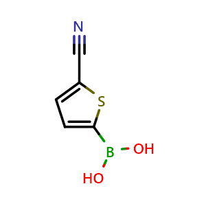 Chemical structure of (5-cyanothiophen-2-yl)boronic acid , CAS 305832-67-1, AChemBlock Q66750