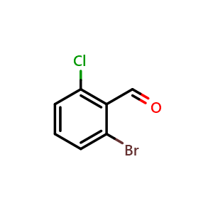 Chemical structure of 2-bromo-6-chlorobenzaldehyde , CAS 64622-16-8, AChemBlock Q66759