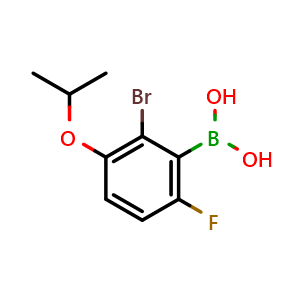 Chemical structure of (2-bromo-6-fluoro-3-isopropoxyphenyl)boronic acid , CAS 1072951-75-7, AChemBlock Q66797