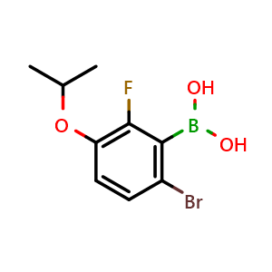 Chemical structure of (6-bromo-2-fluoro-3-isopropoxyphenyl)boronic acid , CAS 1072951-99-5, AChemBlock Q66798