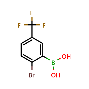 Chemical structure of (2-Bromo-5-(trifluoromethyl)phenyl)boronic acid , CAS 957034-38-7, AChemBlock Q66802