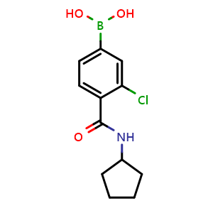 Chemical structure of (3-chloro-4-(cyclopentylcarbamoyl)phenyl)boronic acid , CAS 957061-19-7, AChemBlock Q66841