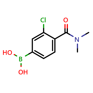 Chemical structure of (3-chloro-4-(dimethylcarbamoyl)phenyl)boronic acid , CAS 850589-47-8, AChemBlock Q66846