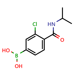 Chemical structure of (3-chloro-4-(isopropylcarbamoyl)phenyl)boronic acid , CAS 1034102-06-1, AChemBlock Q66850