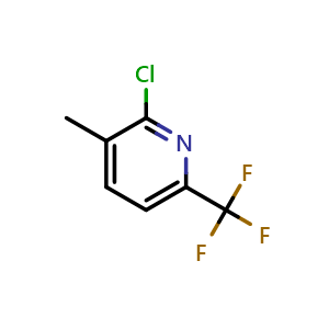 Chemical structure of 2-Chloro-3-methyl-6-(trifluoromethyl)pyridine , CAS 945971-02-8, AChemBlock Q66872