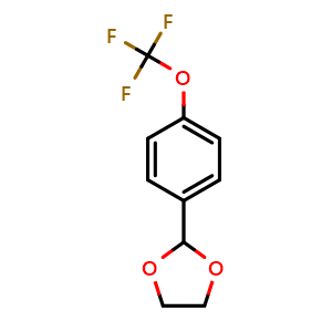 Chemical structure of 2-(4-(trifluoromethoxy)phenyl)-1,3-dioxolane , CAS 773102-04-8, AChemBlock Q66875