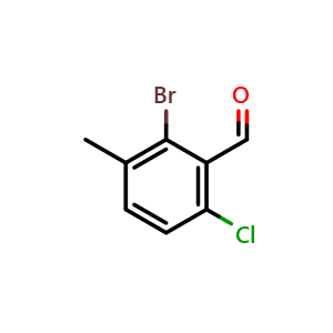 Chemical structure of 2-bromo-6-chloro-3-methylbenzaldehyde , CAS 1114809-00-5, AChemBlock Q66882
