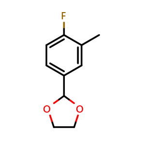 Chemical structure of 2-(4-fluoro-3-methylphenyl)-1,3-dioxolane , CAS 773093-11-1, AChemBlock Q66920