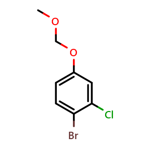 Chemical structure of 1-bromo-2-chloro-4-(methoxymethoxy)benzene , CAS 1300743-20-7, AChemBlock Q66930