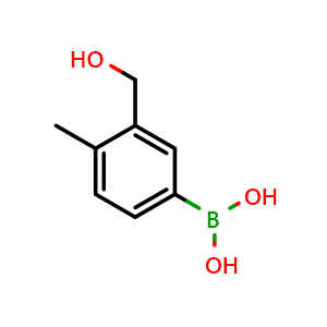 Chemical structure of (3-(hydroxymethyl)-4-methylphenyl)boronic acid , CAS 1451391-54-0, AChemBlock Q66938