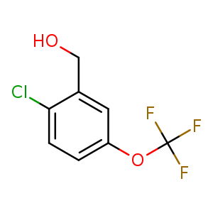Chemical structure of (2-chloro-5-(trifluoromethoxy)phenyl)methanol , CAS 1261483-31-1, AChemBlock Q66942