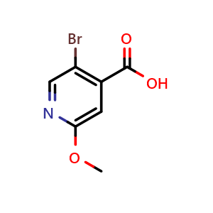 Chemical structure of 5-bromo-2-methoxyisonicotinic acid , CAS 886365-22-6, AChemBlock Q66949