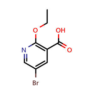 Chemical structure of 5-bromo-2-ethoxynicotinic acid , CAS 393184-78-6, AChemBlock Q66998