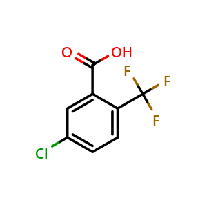 Chemical structure of 5-chloro-2-(trifluoromethyl)benzoic acid , CAS 654-98-8, AChemBlock Q67040