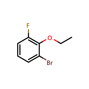 Chemical structure of 1-bromo-2-ethoxy-3-fluorobenzene , CAS 909302-84-7, AChemBlock Q67050