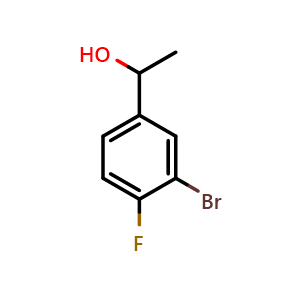Chemical structure of 1-(3-bromo-4-fluorophenyl)ethan-1-ol , CAS 900175-01-1, AChemBlock Q67058