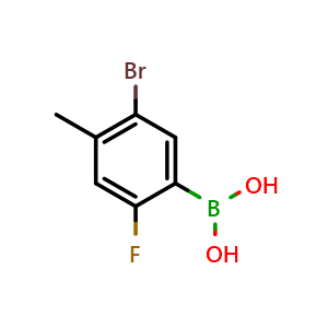 Chemical structure of (5-bromo-2-fluoro-4-methylphenyl)boronic acid , CAS 957061-14-2, AChemBlock Q67061