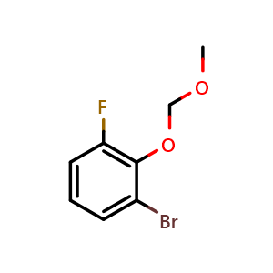 Chemical structure of 1-bromo-3-fluoro-2-(methoxymethoxy)benzene , CAS 126412-18-8, AChemBlock Q67073