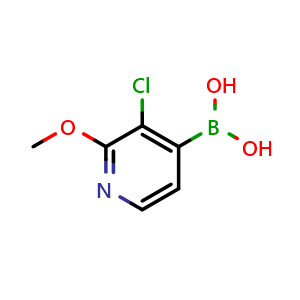 Chemical structure of (3-chloro-2-methoxypyridin-4-yl)boronic acid , CAS 957060-88-7, AChemBlock Q67103
